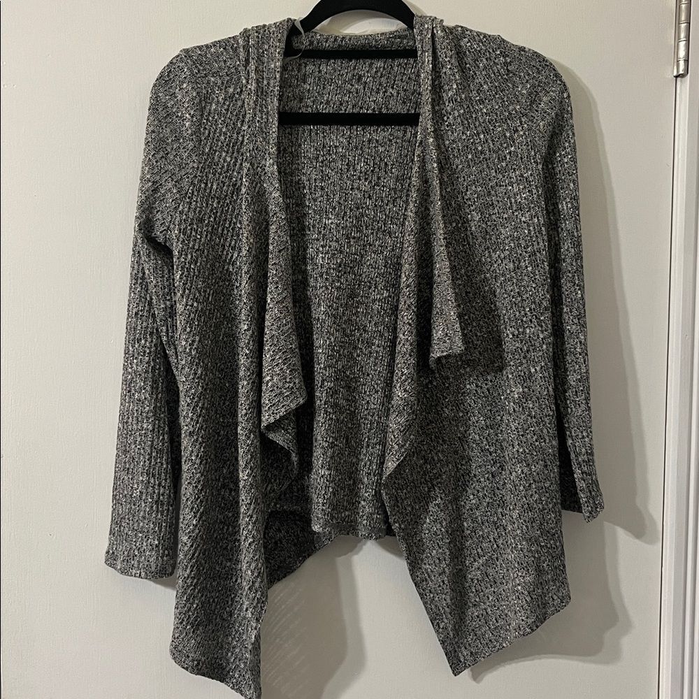 Soprano Grey Heather Knit Hooded Open Cardigan